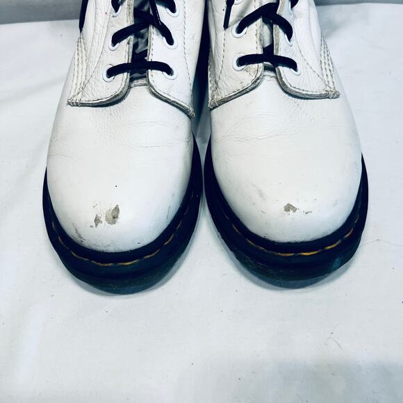 Dr. Martens Boots Pascal White Leather Lace Up Ankle Distressed Combat Grunge 9 - Picture 4 of 8